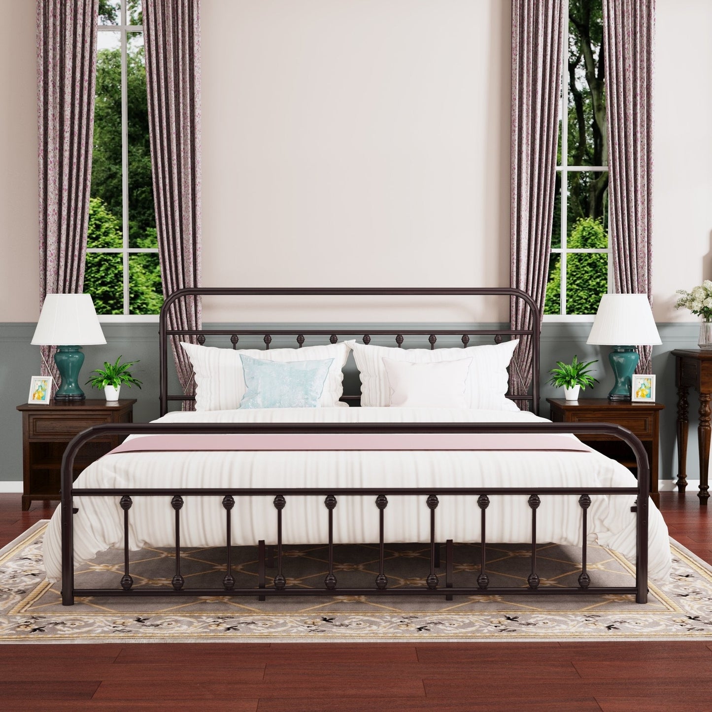 Cadre de lit plateforme en métal simple et vintage, facile à assembler, de Alazyhome