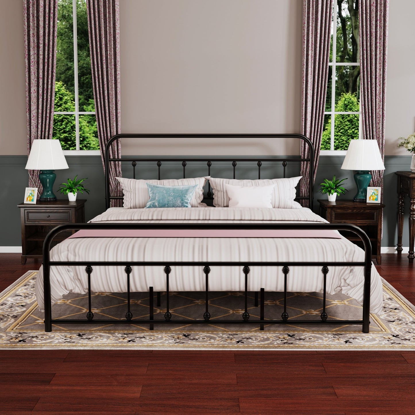 Cadre de lit plateforme en métal simple et vintage, facile à assembler, de Alazyhome