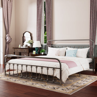 Cadre de lit plateforme en métal simple et vintage, facile à assembler, de Alazyhome