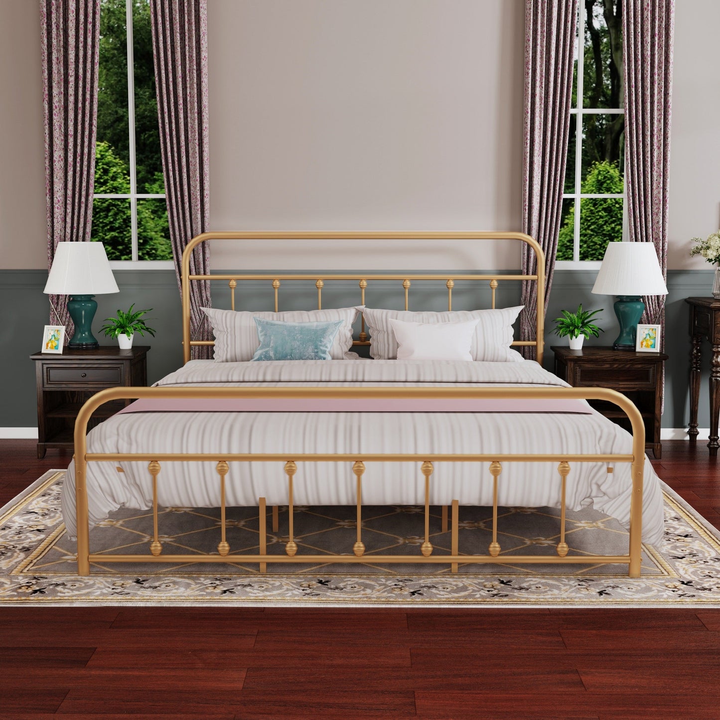 Cadre de lit plateforme en métal simple et vintage, facile à assembler, de Alazyhome