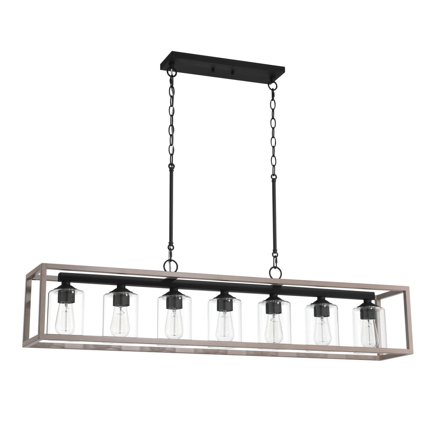 Suspension rectangulaire pour îlot de cuisine Allegray, style farmhouse, 52 pouces, 7 lumières