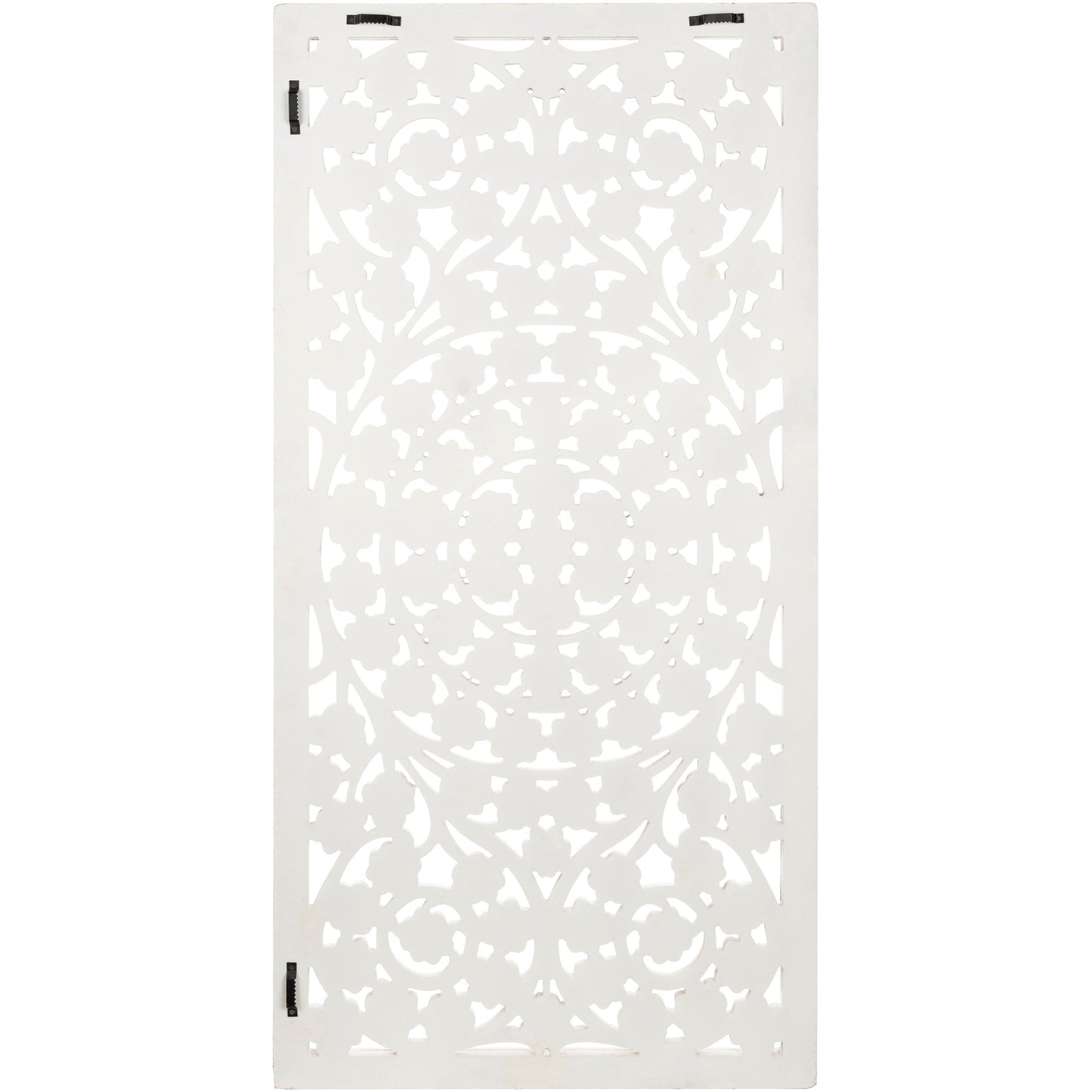 Panneau mural Allen White Washed sculpté à la main de 48x28 pouces avec incrustation de miroir