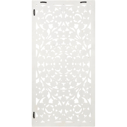 Panneau mural Allen White Washed sculpté à la main de 48x28 pouces avec incrustation de miroir