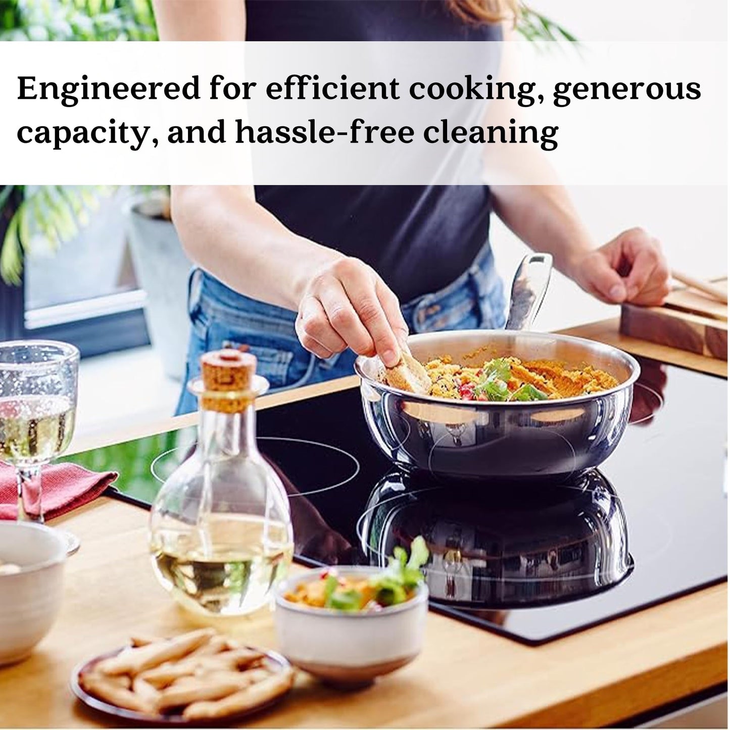 Casserole à sauce Alva Maestro en acier inoxydable 5 plis - 1,6 Qt. Non toxique