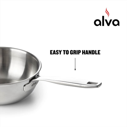 Casserole à sauce Alva Maestro en acier inoxydable 5 plis - 1,6 Qt. Non toxique