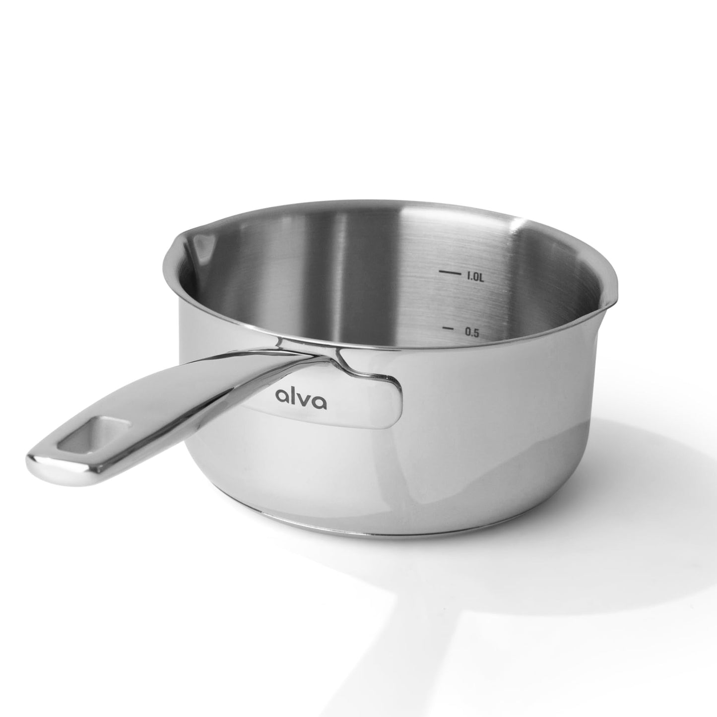 Casserole Alva Maestro en acier inoxydable avec couvercle, 2 Qt, avec bec verseur - 6.3