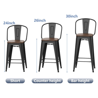 Tabourets de bar Andeworld style farmhouse, tabourets de bar hauteur comptoir, lot de 4 - Lot de 4