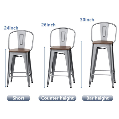 Tabourets de bar Andeworld style farmhouse, tabourets de bar hauteur comptoir, lot de 4 - Lot de 4
