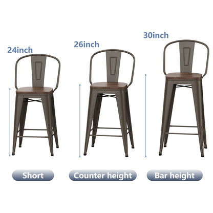 Tabourets de bar Andeworld style farmhouse, tabourets de bar hauteur comptoir, lot de 4 - Lot de 4