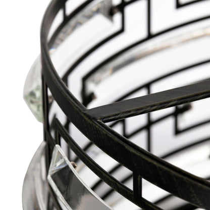 Luminaire Anita à abat-jour tambour avec prismes en verre transparent