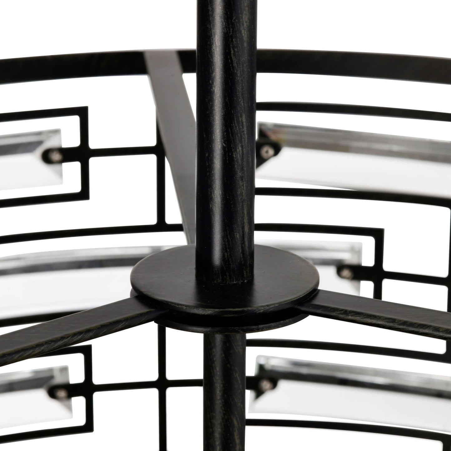 Luminaire Anita à abat-jour tambour avec prismes en verre transparent