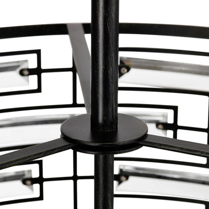 Luminaire Anita à abat-jour tambour avec prismes en verre transparent