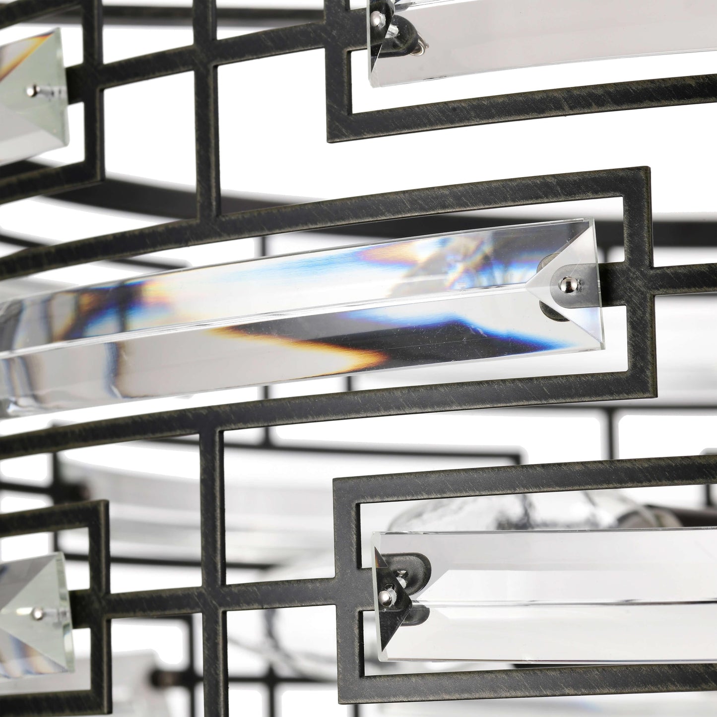 Luminaire Anita à abat-jour tambour avec prismes en verre transparent