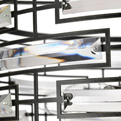 Luminaire Anita à abat-jour tambour avec prismes en verre transparent