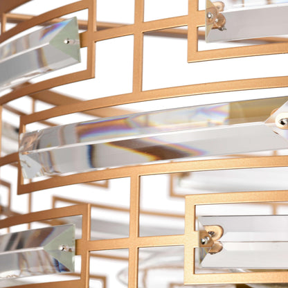 Luminaire Anita à abat-jour tambour avec prismes en verre transparent