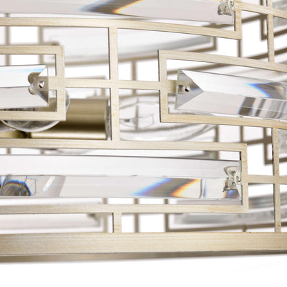 Luminaire Anita à abat-jour tambour avec prismes en verre transparent