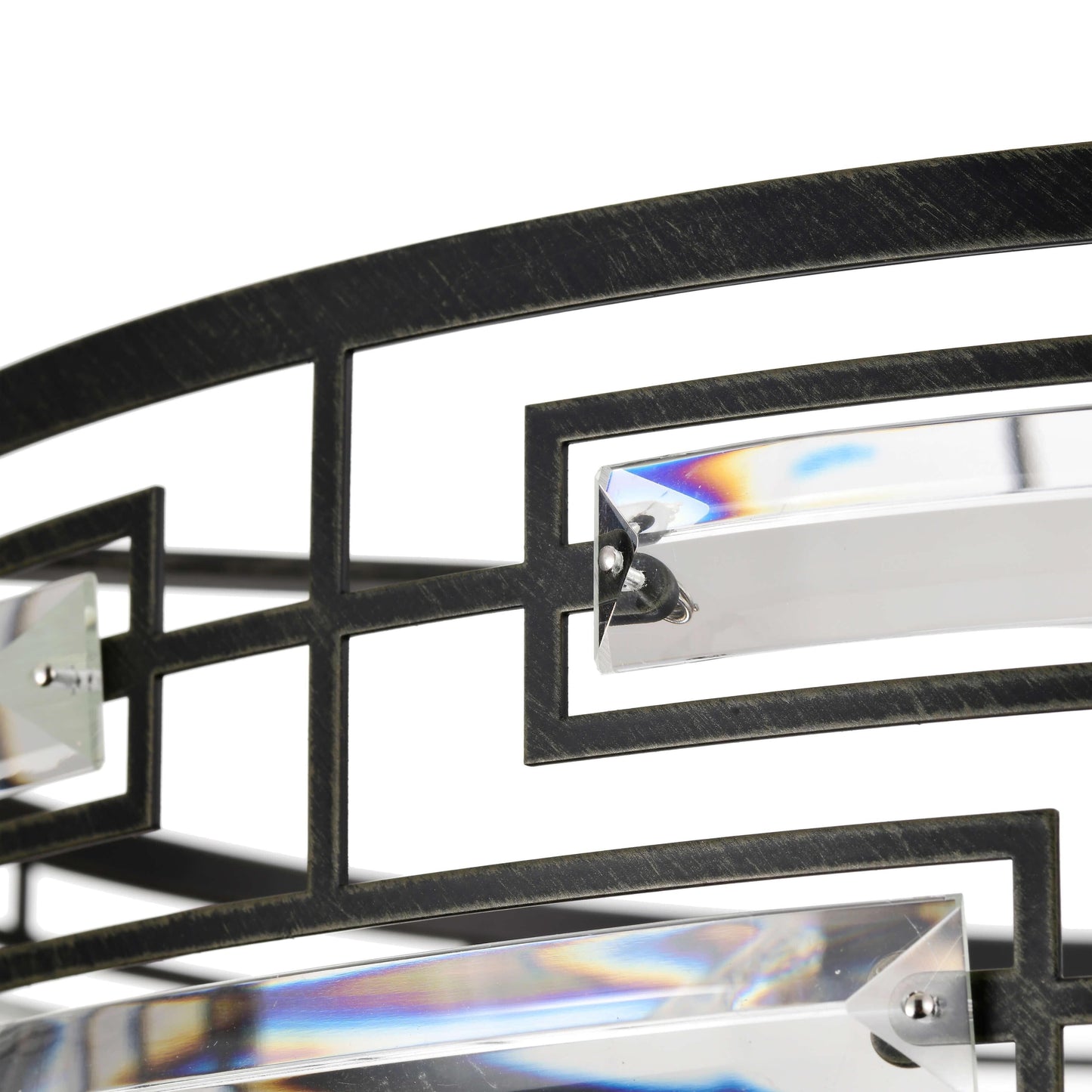 Luminaire Anita à abat-jour tambour avec prismes en verre transparent