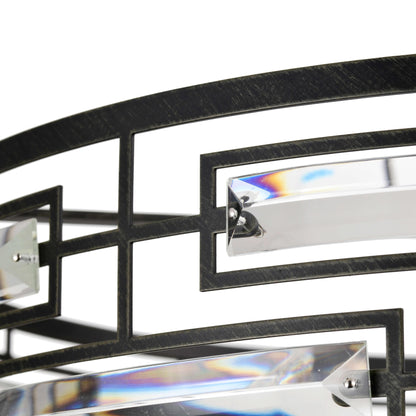 Luminaire Anita à abat-jour tambour avec prismes en verre transparent