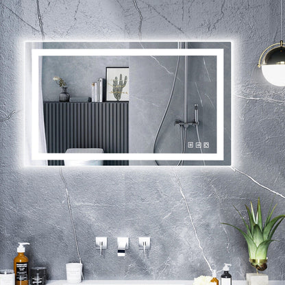 Miroir de salle de bain anti-buée avec rétroéclairage RGB et éclairage LED frontal