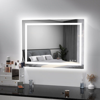 Miroir de salle de bain anti-buée avec rétroéclairage RGB et éclairage LED frontal