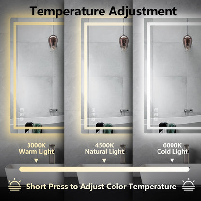 Miroir de salle de bain anti-buée avec rétroéclairage RGB et éclairage LED frontal