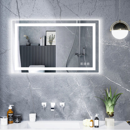 Miroir de salle de bain anti-buée avec rétroéclairage RGB et éclairage LED frontal