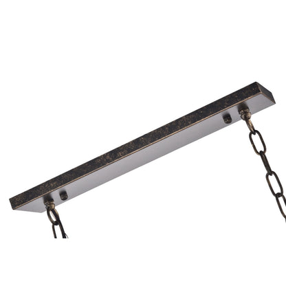 Suspension rectangulaire pour îlot de cuisine à 6 lumières en bronze antique avec cristaux - Bronze antique