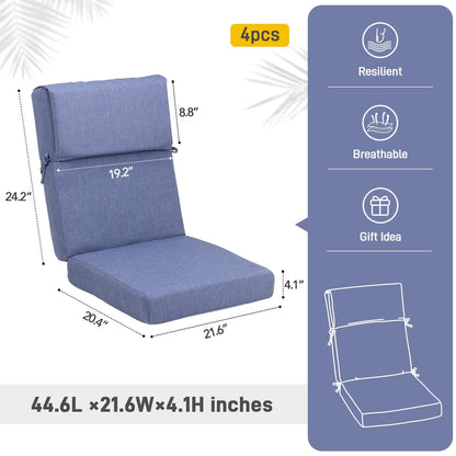 Aoodor Lot de 4 coussins pour chaises de jardin à dossier haut, 46x21x4 pouces (coussins uniquement)
