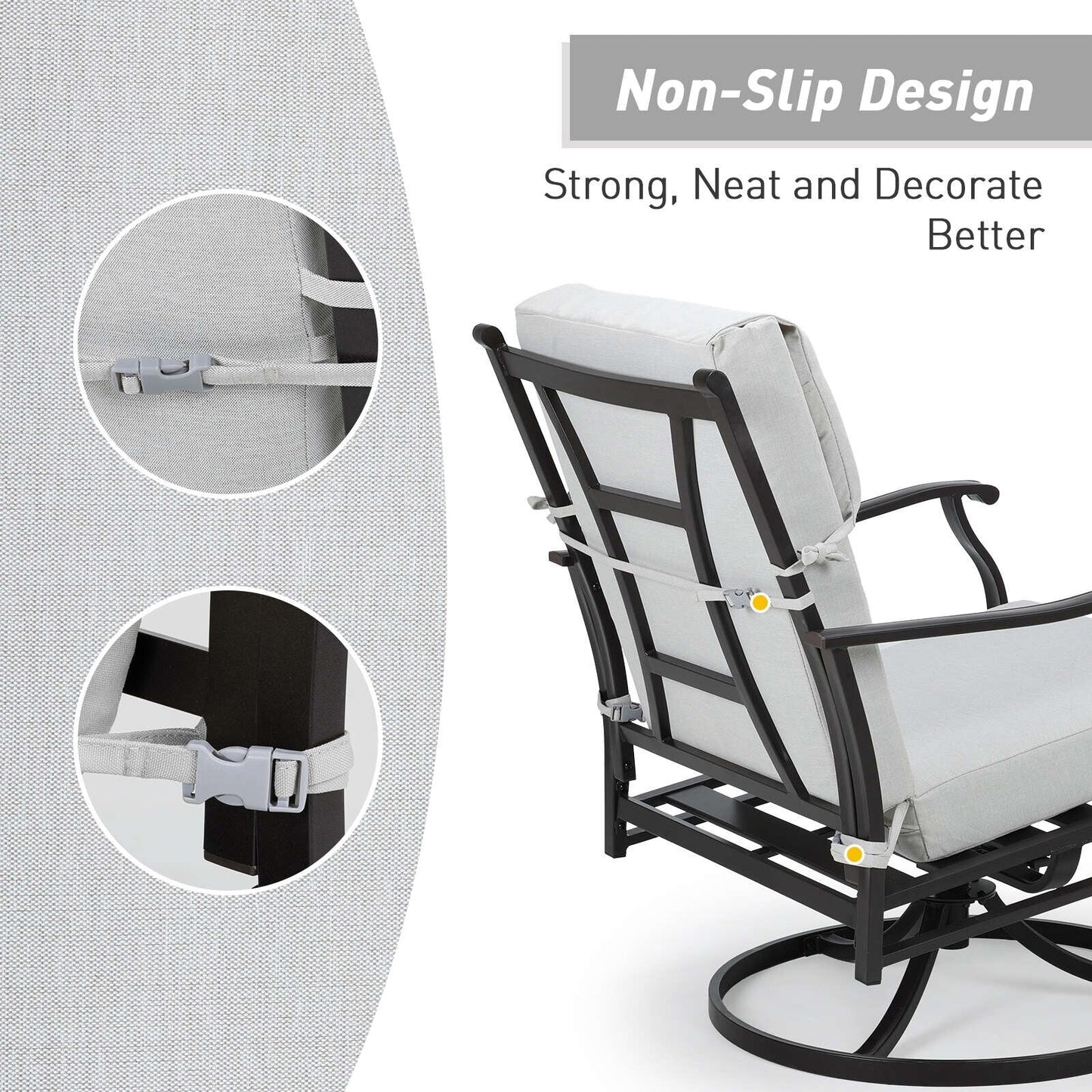 Aoodor Lot de 4 coussins pour chaises de jardin à dossier haut, 46x21x4 pouces (coussins uniquement)