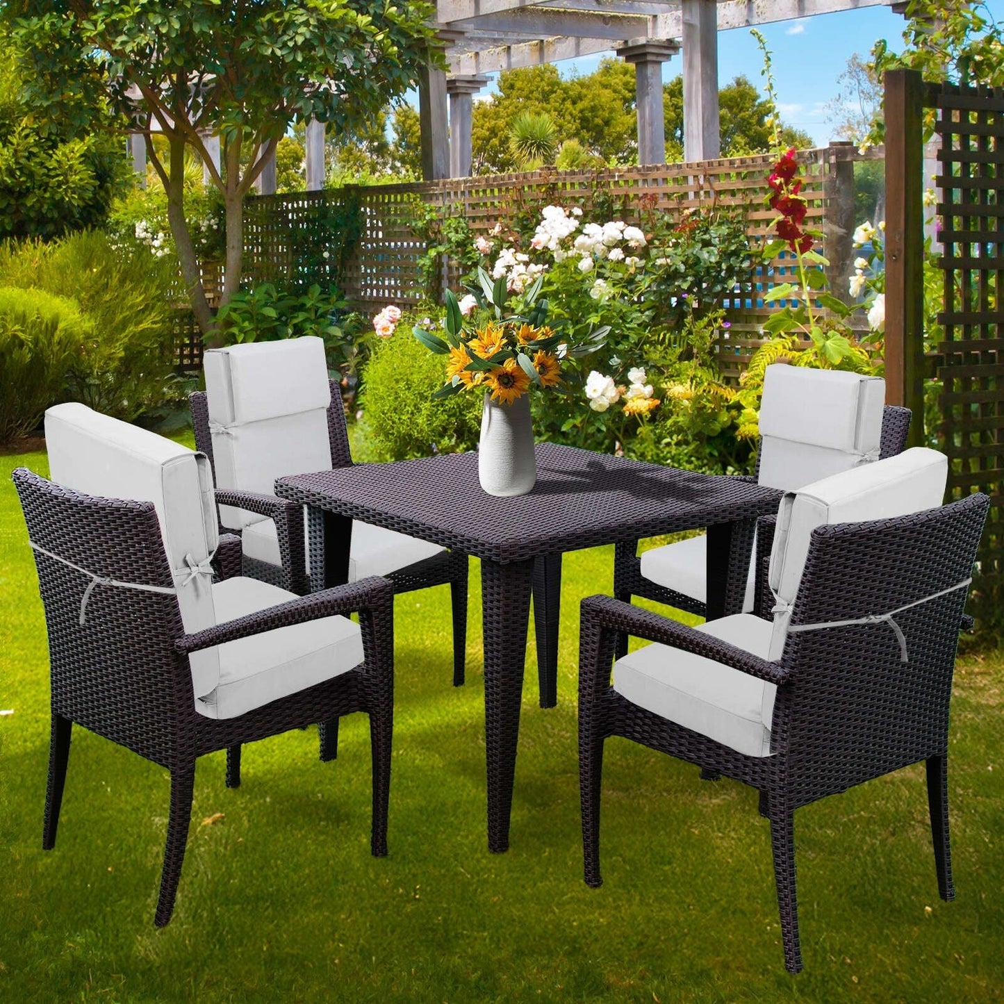 Aoodor Lot de 4 coussins pour chaises de jardin à dossier haut, 46x21x4 pouces (coussins uniquement)