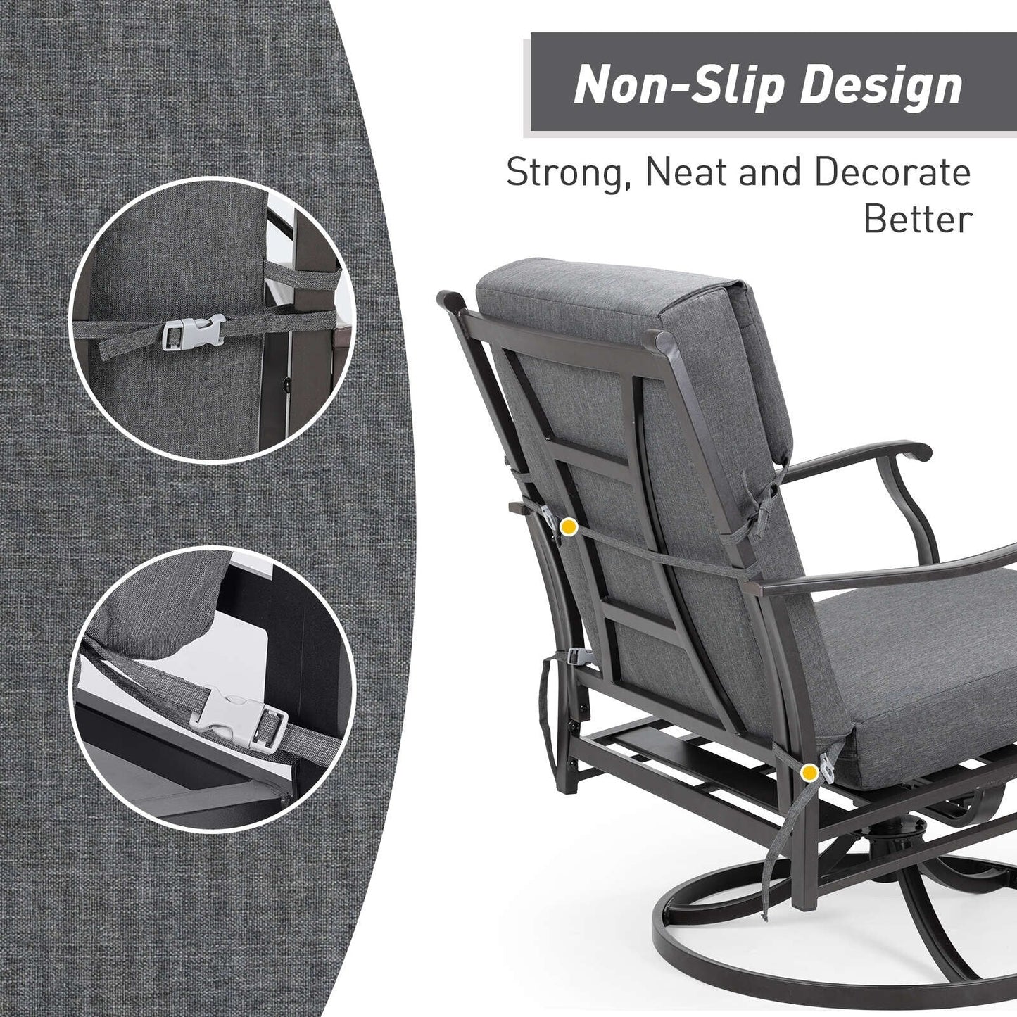 Aoodor Lot de 4 coussins pour chaises de jardin à dossier haut, 46x21x4 pouces (coussins uniquement)