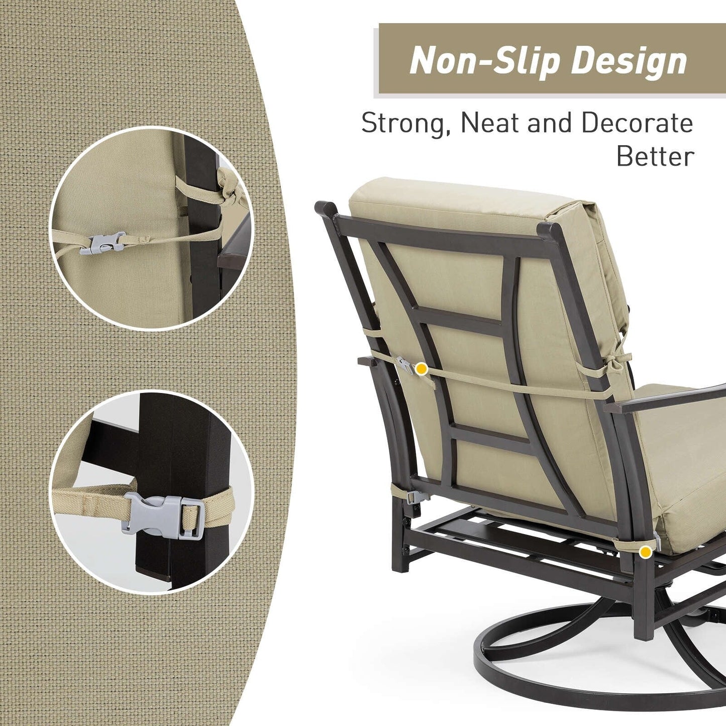 Aoodor Lot de 4 coussins pour chaises de jardin à dossier haut, 46x21x4 pouces (coussins uniquement)