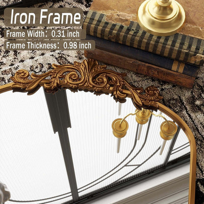 Grand miroir en forme d'arche avec motif floral baroque