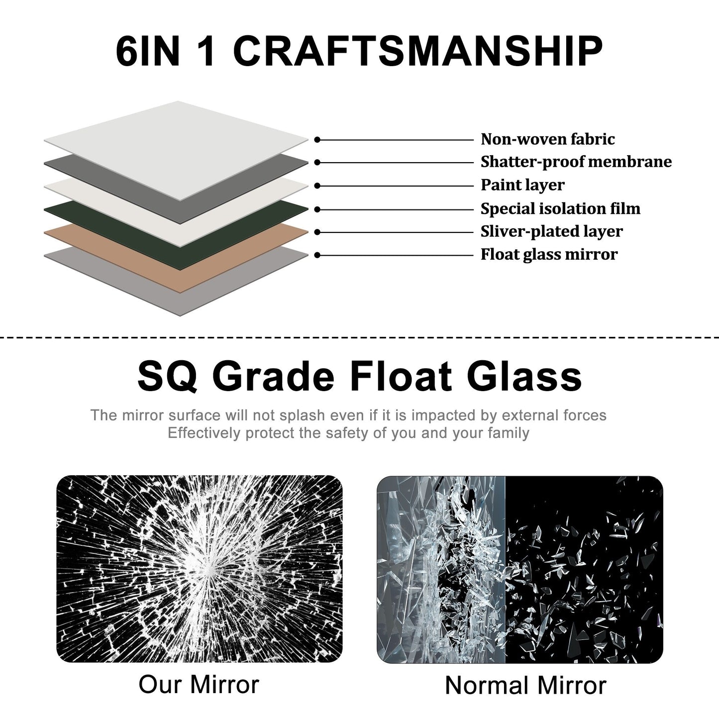 Grand miroir de sol en bois avec arche, miroir mural