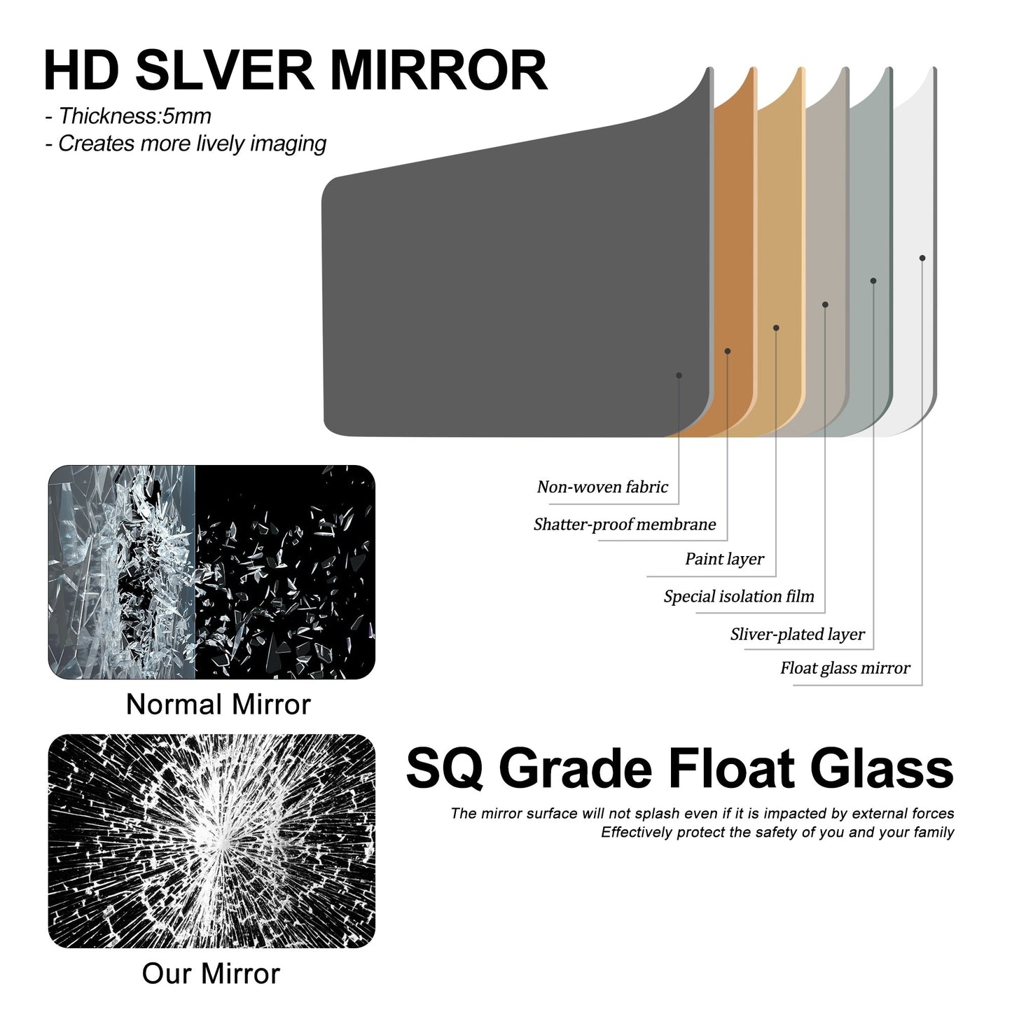 Grand miroir de sol en bois avec arche, miroir mural