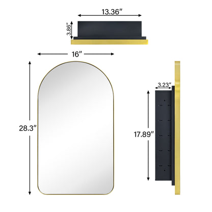 TEHOME Aristes Armoire à pharmacie encastrée avec cadre, miroir et étagères réglables