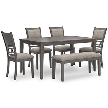Table à manger Wrenning et 4 chaises et banc (ensemble de 6)