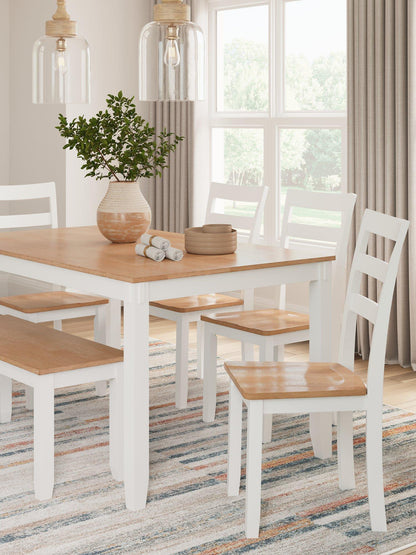 Table à manger Gesthaven avec 4 chaises et banc (ensemble de 6)