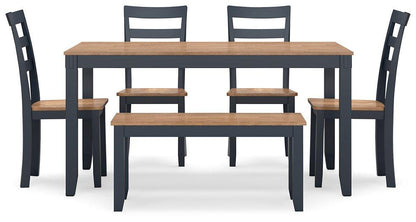 Table à manger Gesthaven avec 4 chaises et banc (ensemble de 6)