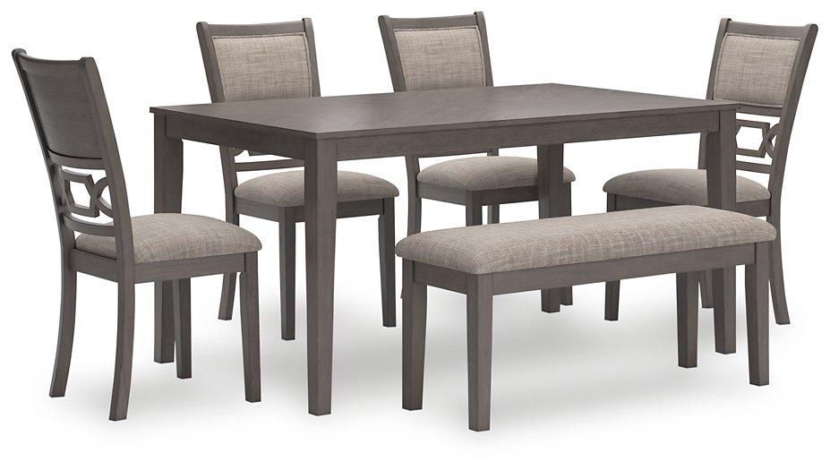 Table à manger Wrenning et 4 chaises et banc (ensemble de 6)