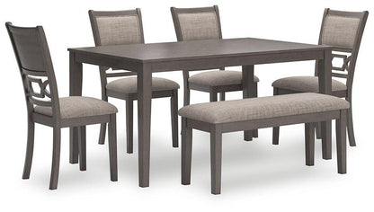 Table à manger Wrenning et 4 chaises et banc (ensemble de 6)