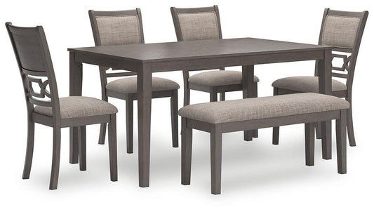 Table à manger Wrenning et 4 chaises et banc (ensemble de 6)