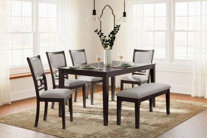 Table à manger Langwest et 4 chaises et banc (ensemble de 6)