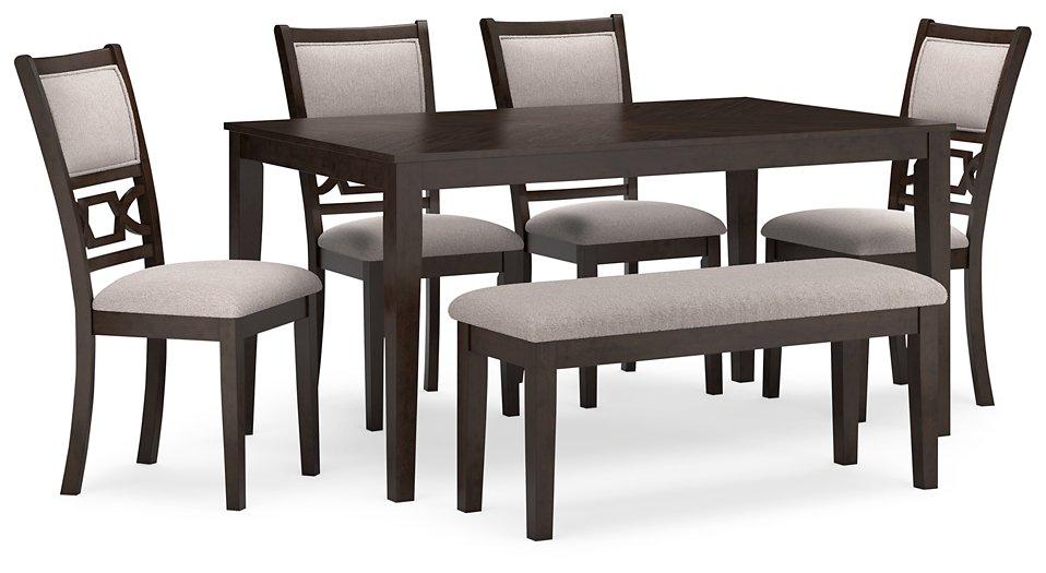 Table à manger Langwest et 4 chaises et banc (ensemble de 6)