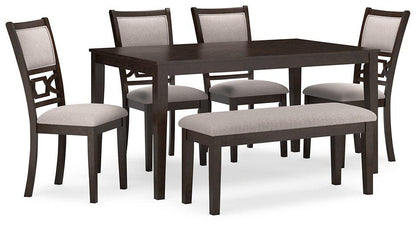 Table à manger Langwest et 4 chaises et banc (ensemble de 6)