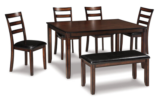 Table à manger et chaises Coviar avec banc (ensemble de 6)