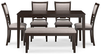 Table à manger Langwest et 4 chaises et banc (ensemble de 6)