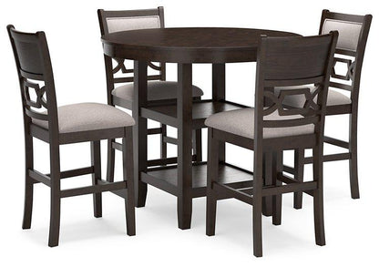 Table de salle à manger Langwest à hauteur de comptoir et 4 tabourets de bar (ensemble de 5)