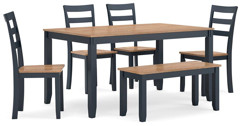 Table à manger Gesthaven avec 4 chaises et banc (ensemble de 6)