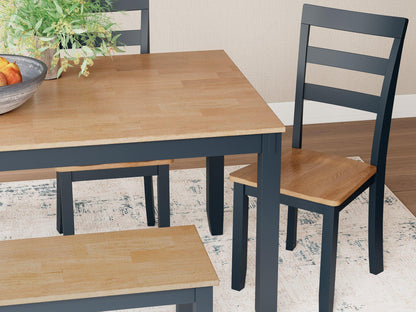 Table à manger Gesthaven avec 4 chaises et banc (ensemble de 6)